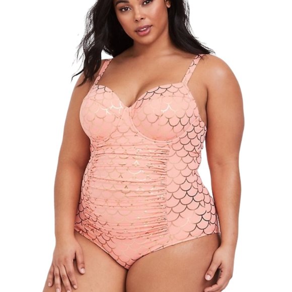 torrid Other - Torrid One Piece Swimsuit Mermaid Coral Gold Underwire Women's Size 1F
